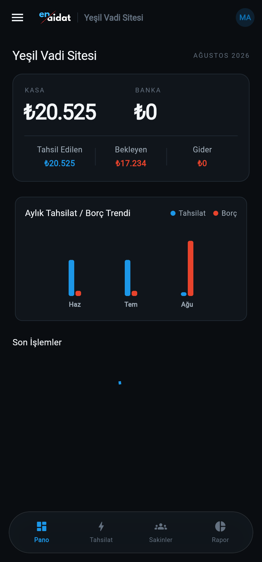 en-aidat mobil - pano ekranı
