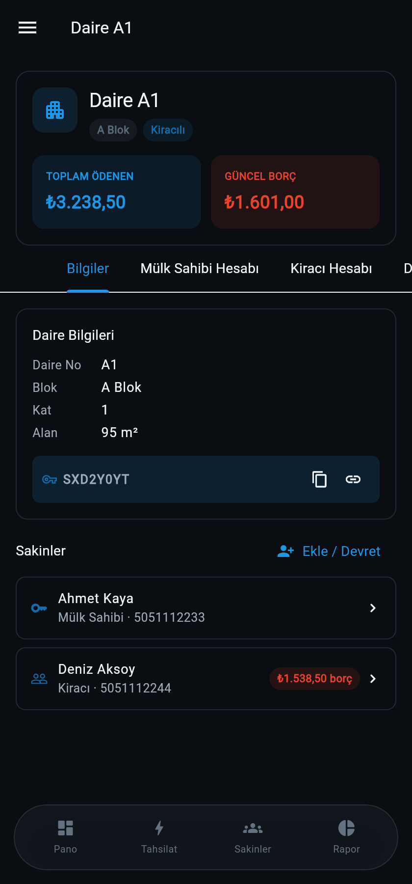 en-aidat mobil - daire detayı